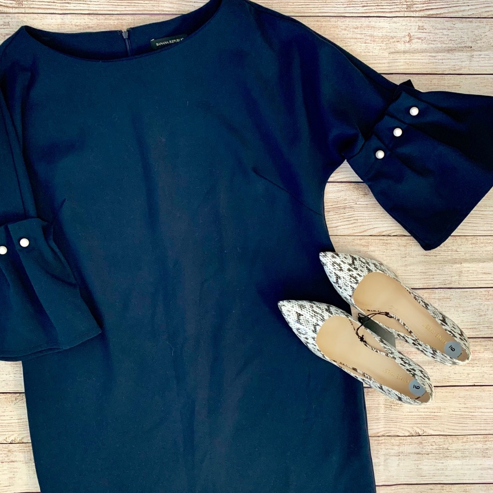 Banana Republic Navy Dress With Pearl Detail